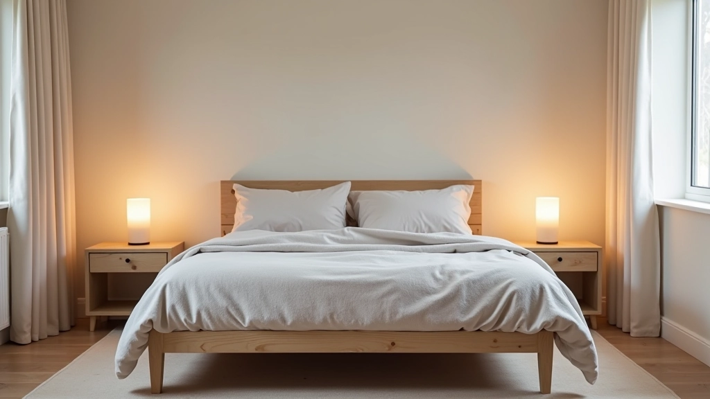 Modern bedroom with soft textiles